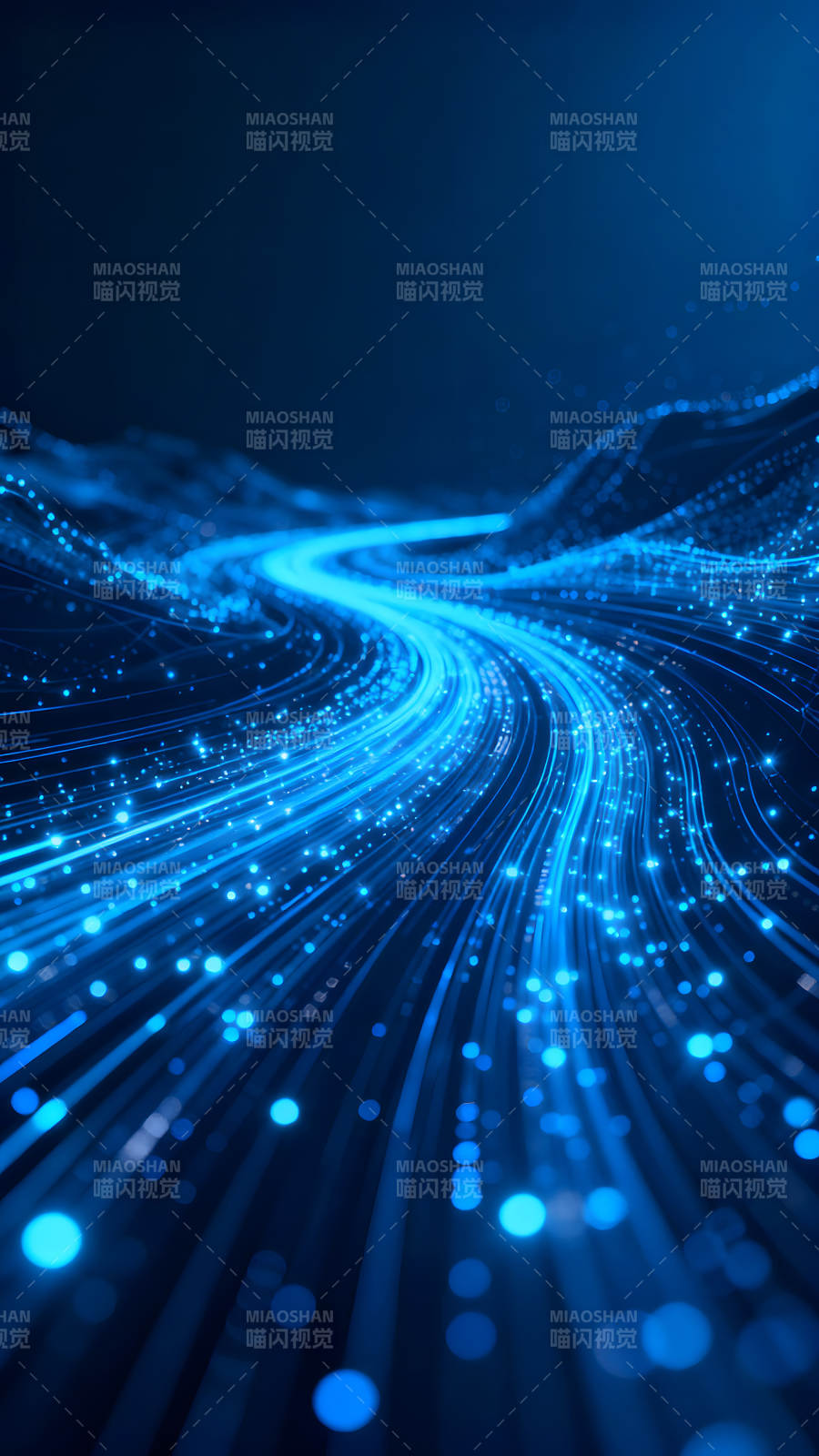 蓝色光束流动抽象视觉效果图片