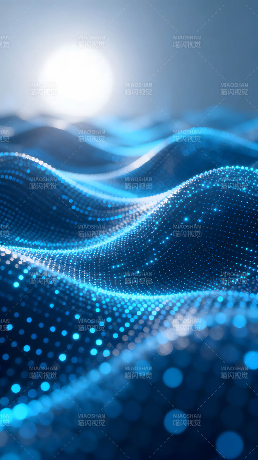 蓝色光点组成的波浪图片
