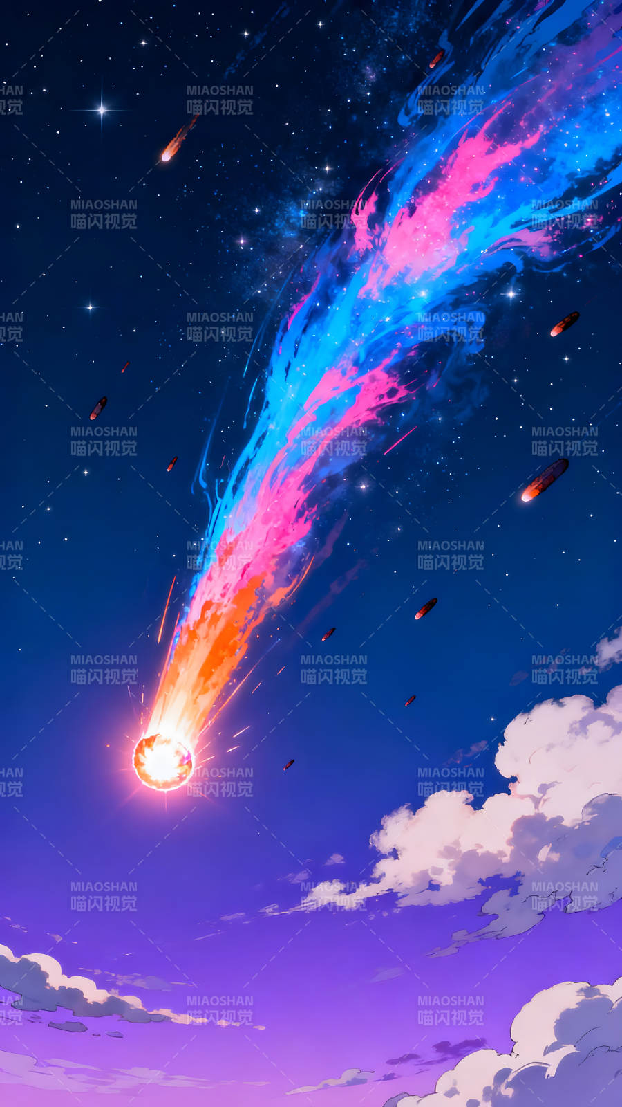 彗星划破天际星光璀璨图片