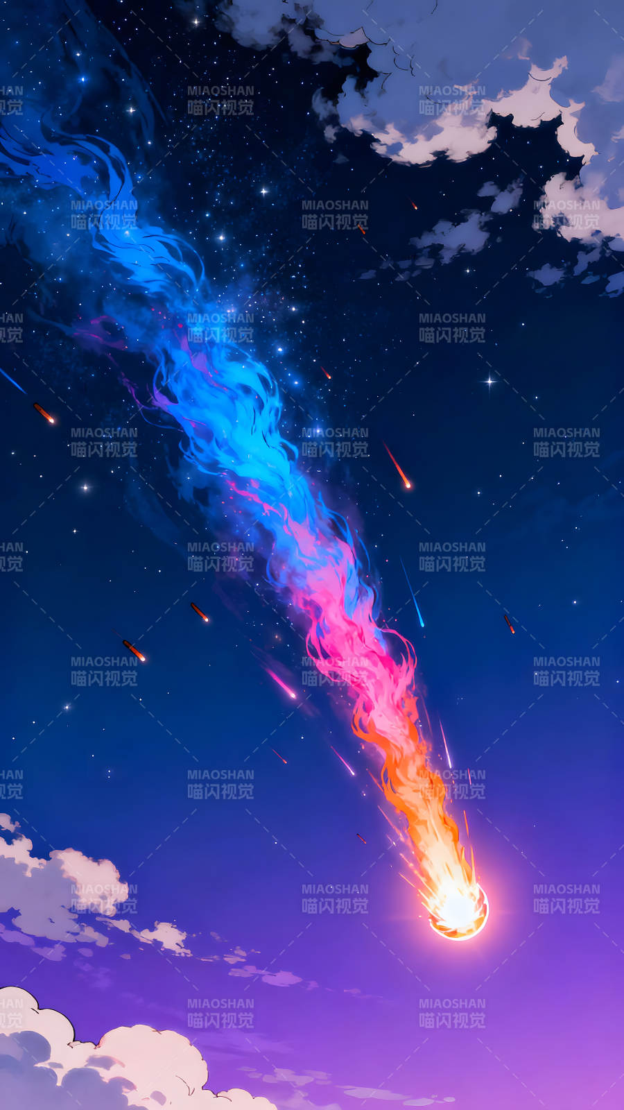 夜空下的流星划过天际图片