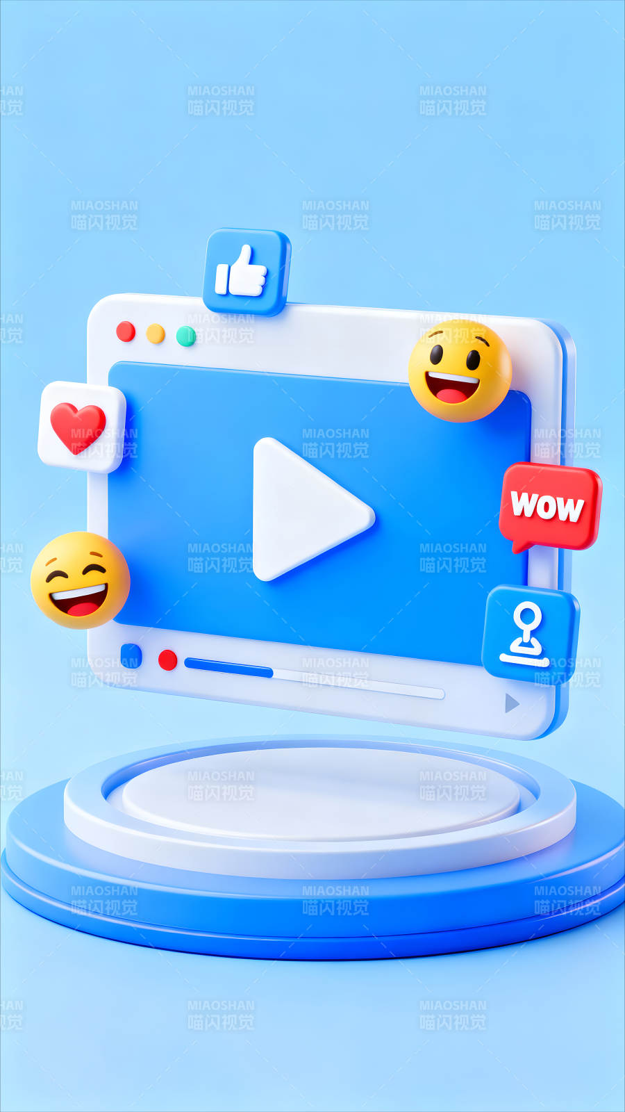 3D视频播放界面社交元素图片