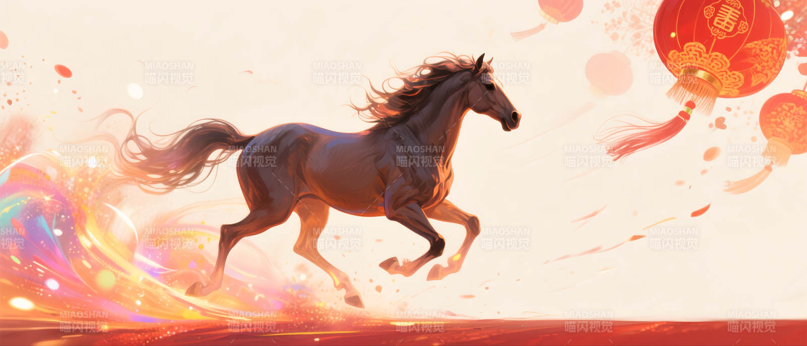 2026年马年骏马奔腾迎新春图片