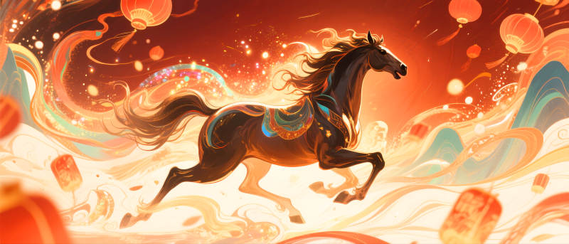 2026年马年骏马奔腾迎新春图片