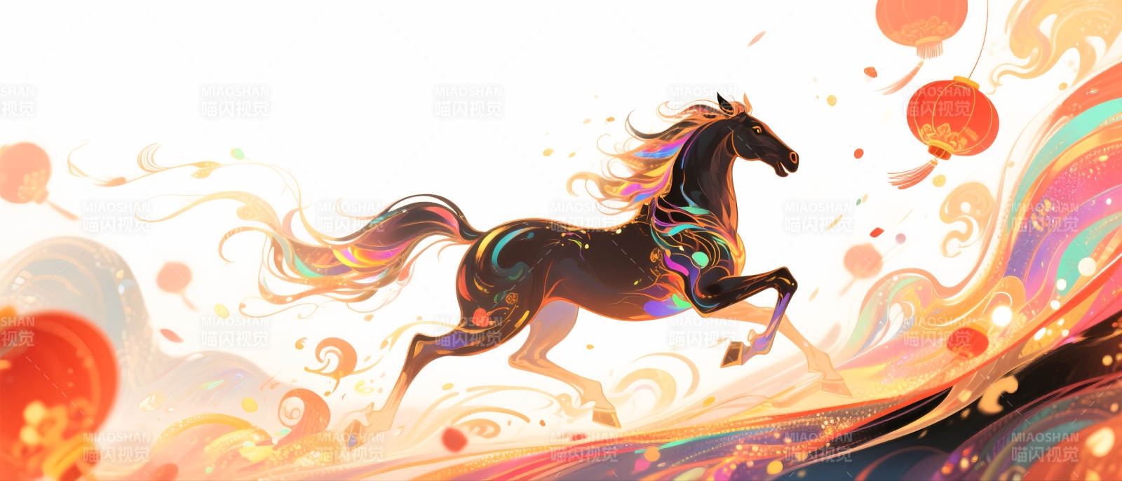 2026年马年彩马奔腾图片
