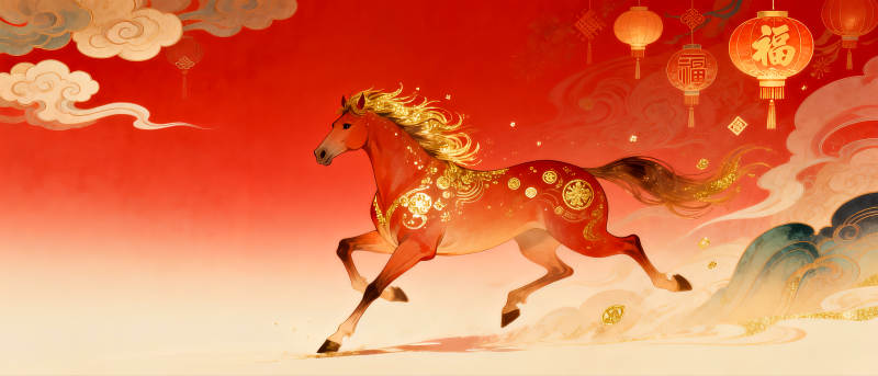 2026年马年骏马奔腾迎新春图片