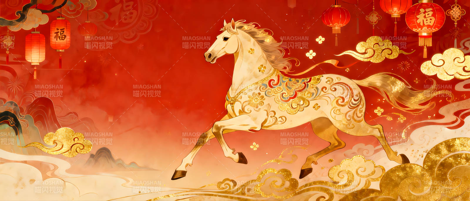 2026年马年骏马奔腾迎新春图片