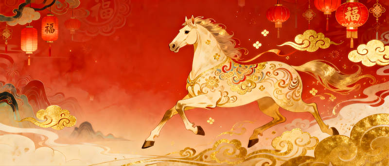 2026年马年骏马奔腾迎新春图片