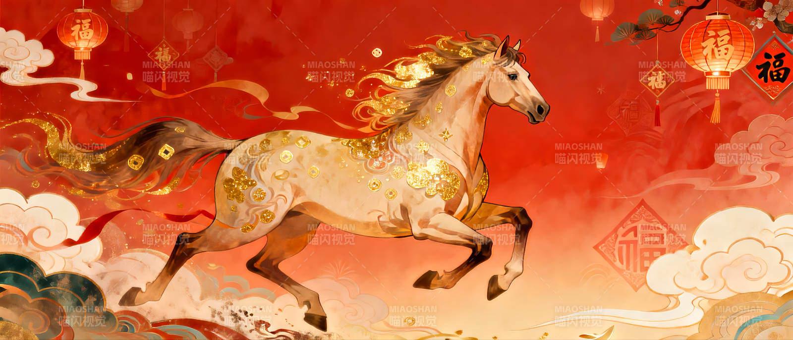 2026年马年骏马奔腾迎新春图片
