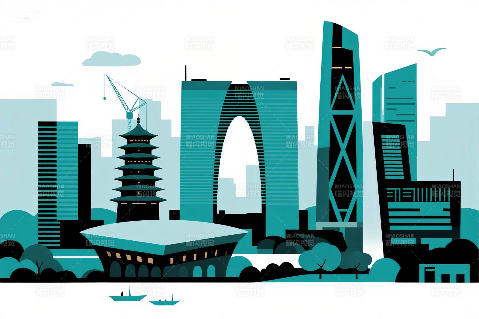 苏州现代都市天际线图片