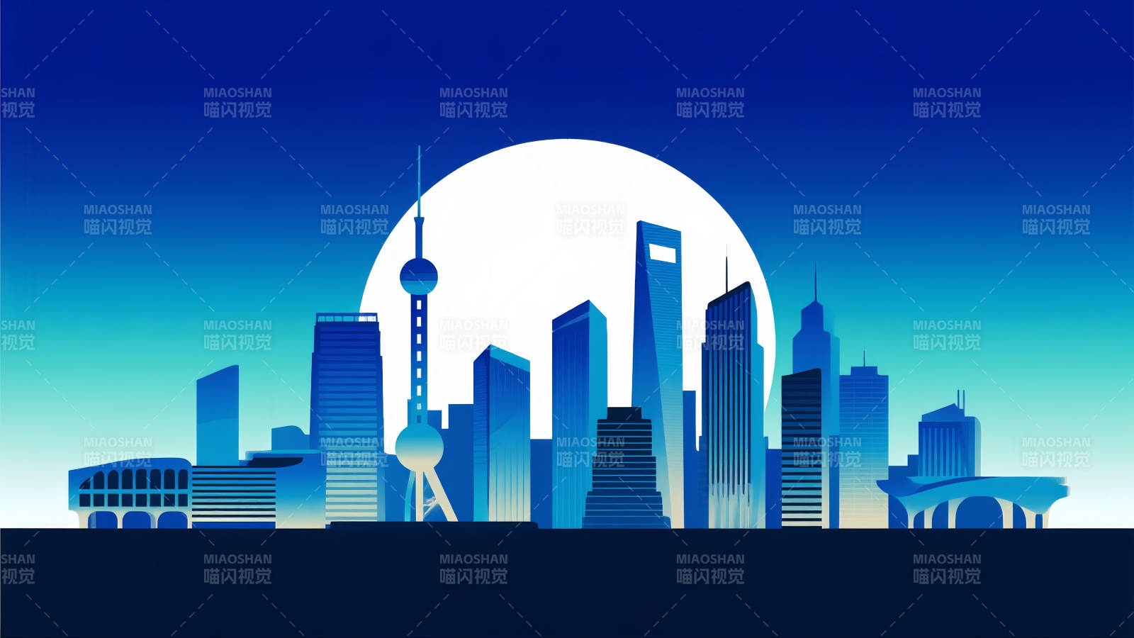 上海城市夜景月光图片