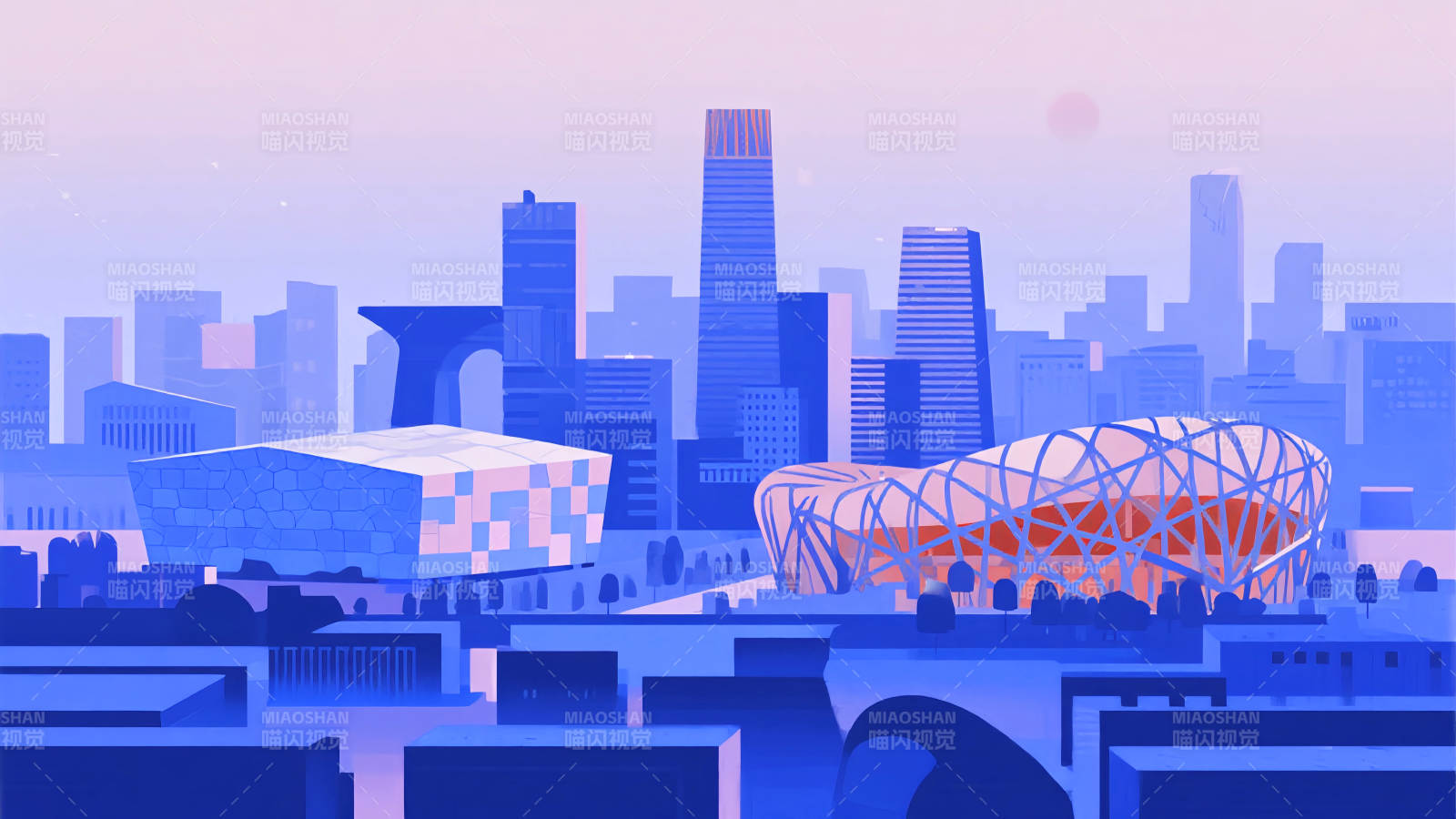 北京城市天际线夜景图片