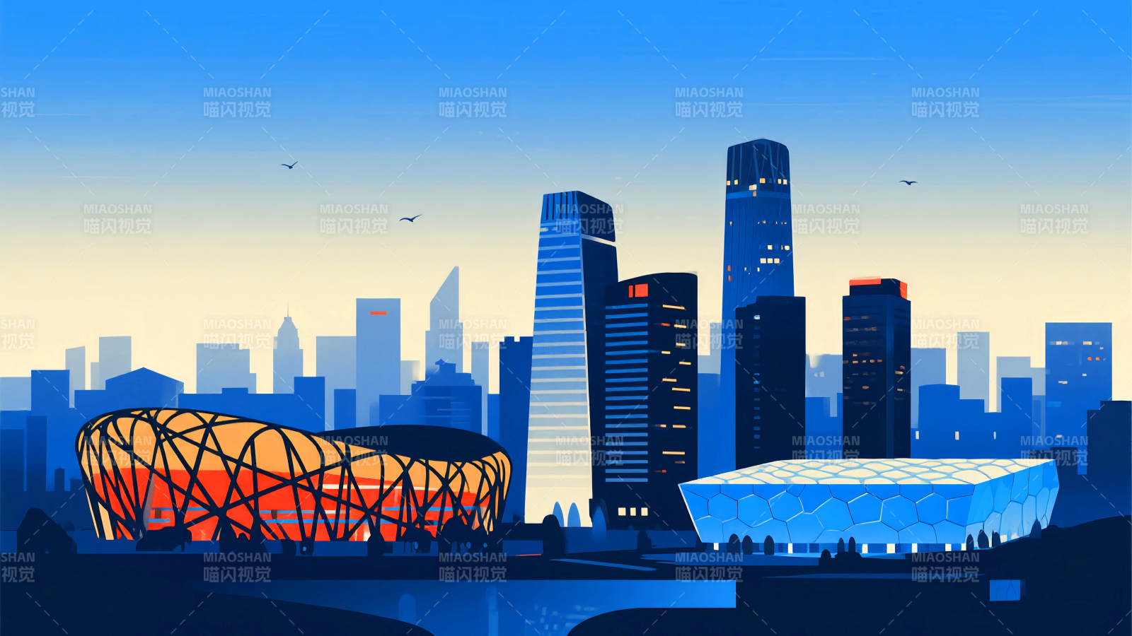 北京城市夜景璀璨图片