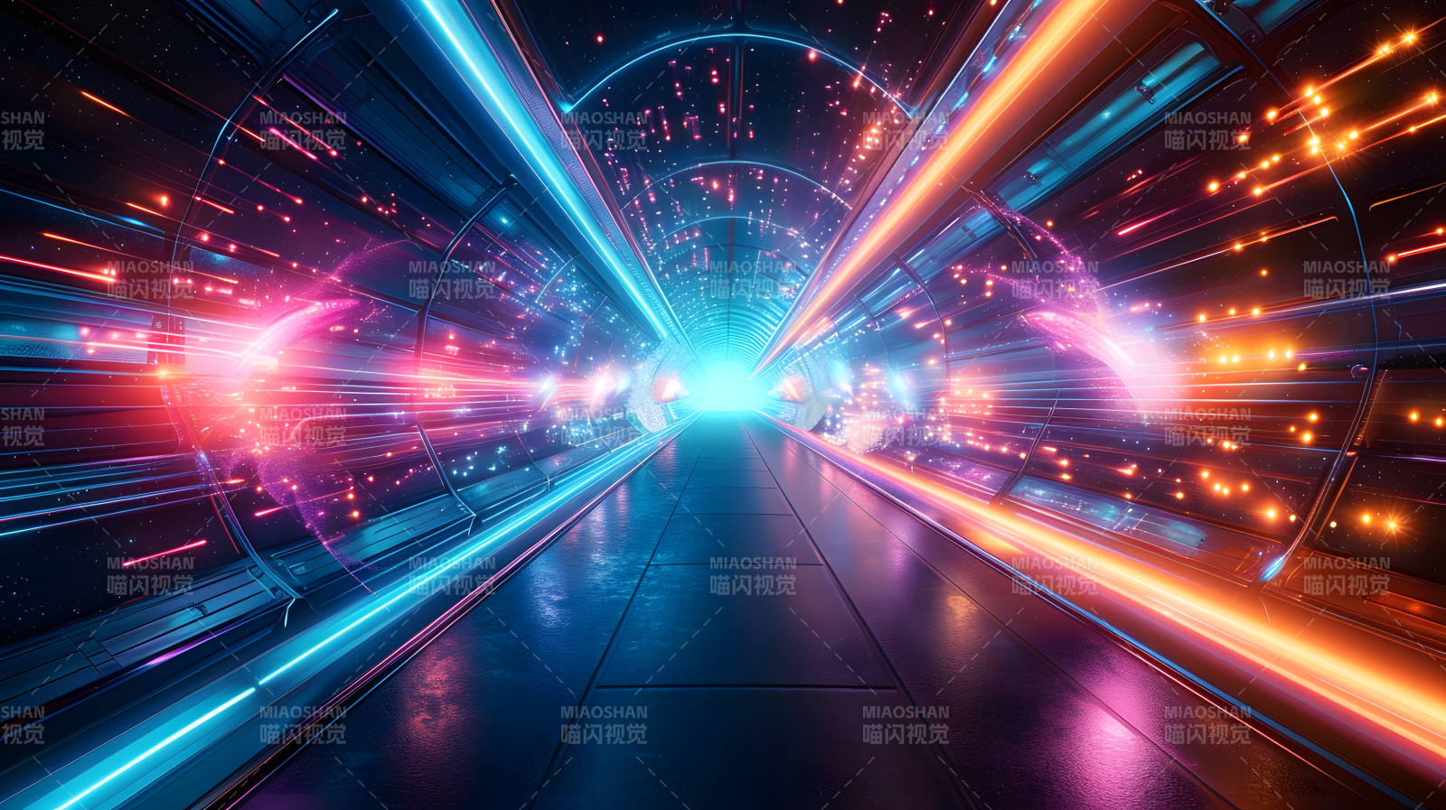 霓虹隧道疾驰图片
