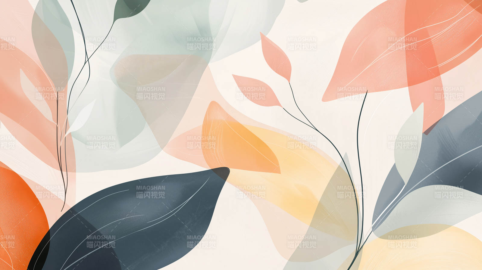 抽象水彩叶子图片