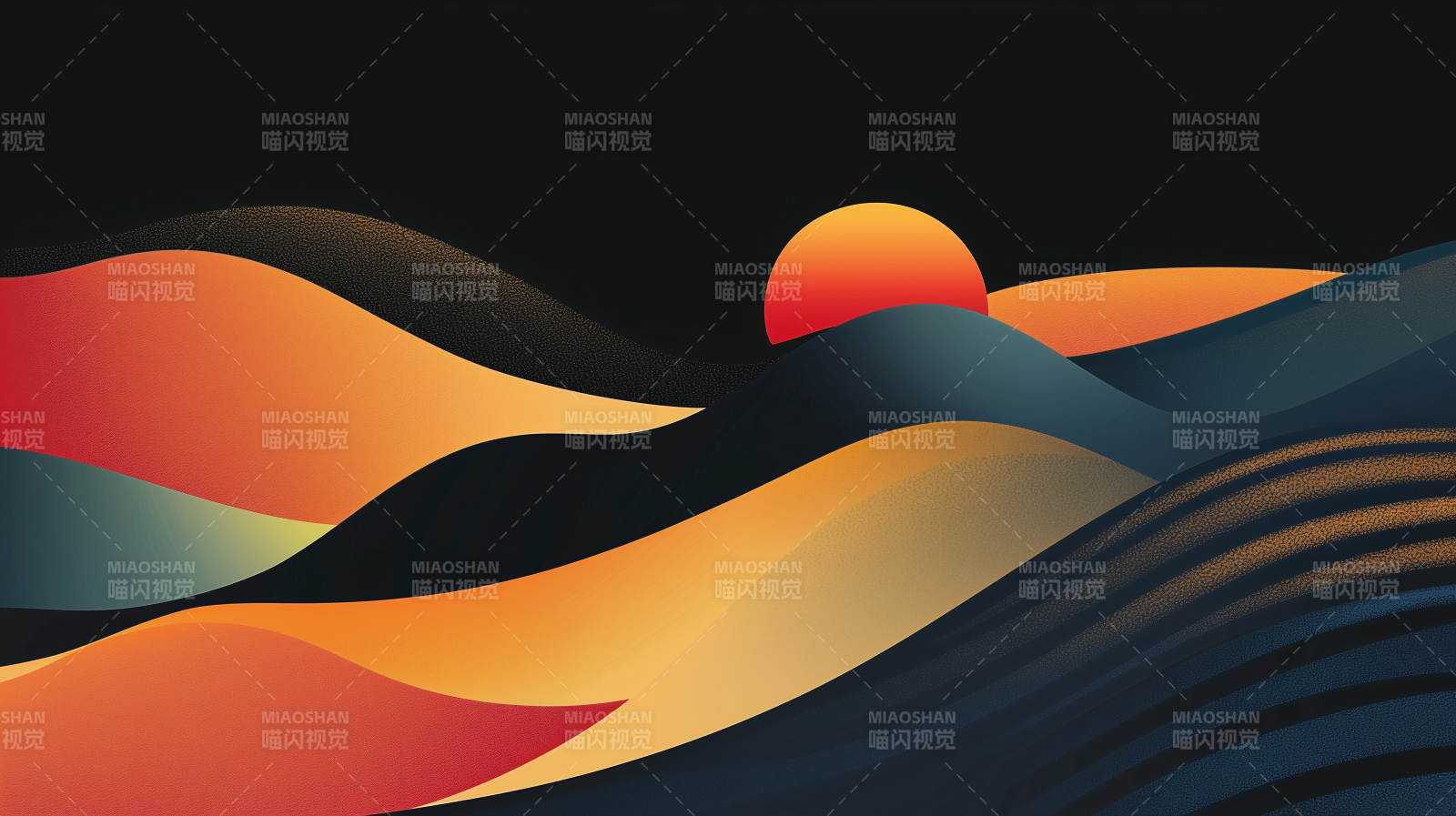 抽象山脉剪影图片