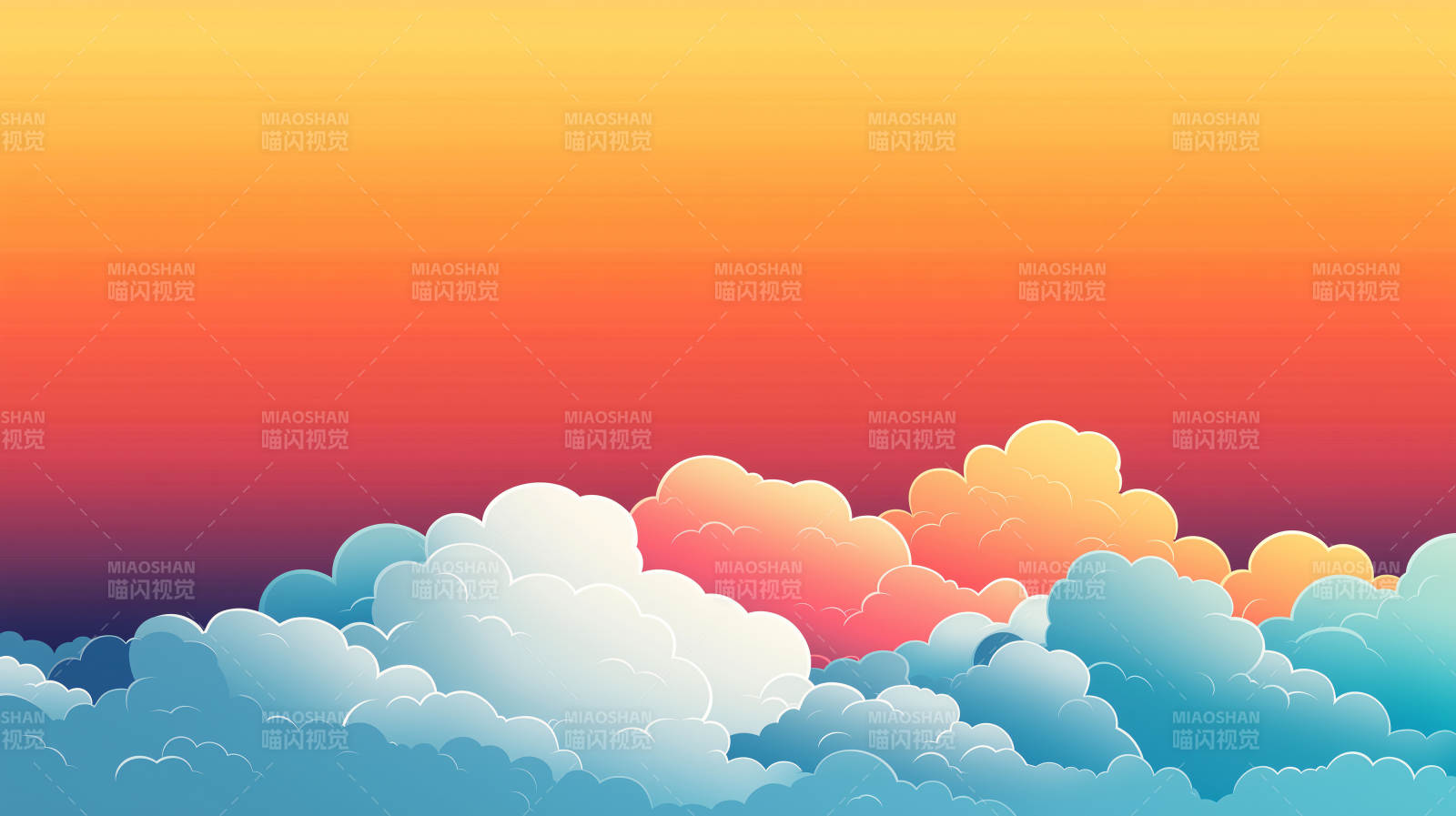 多彩云海日落图片