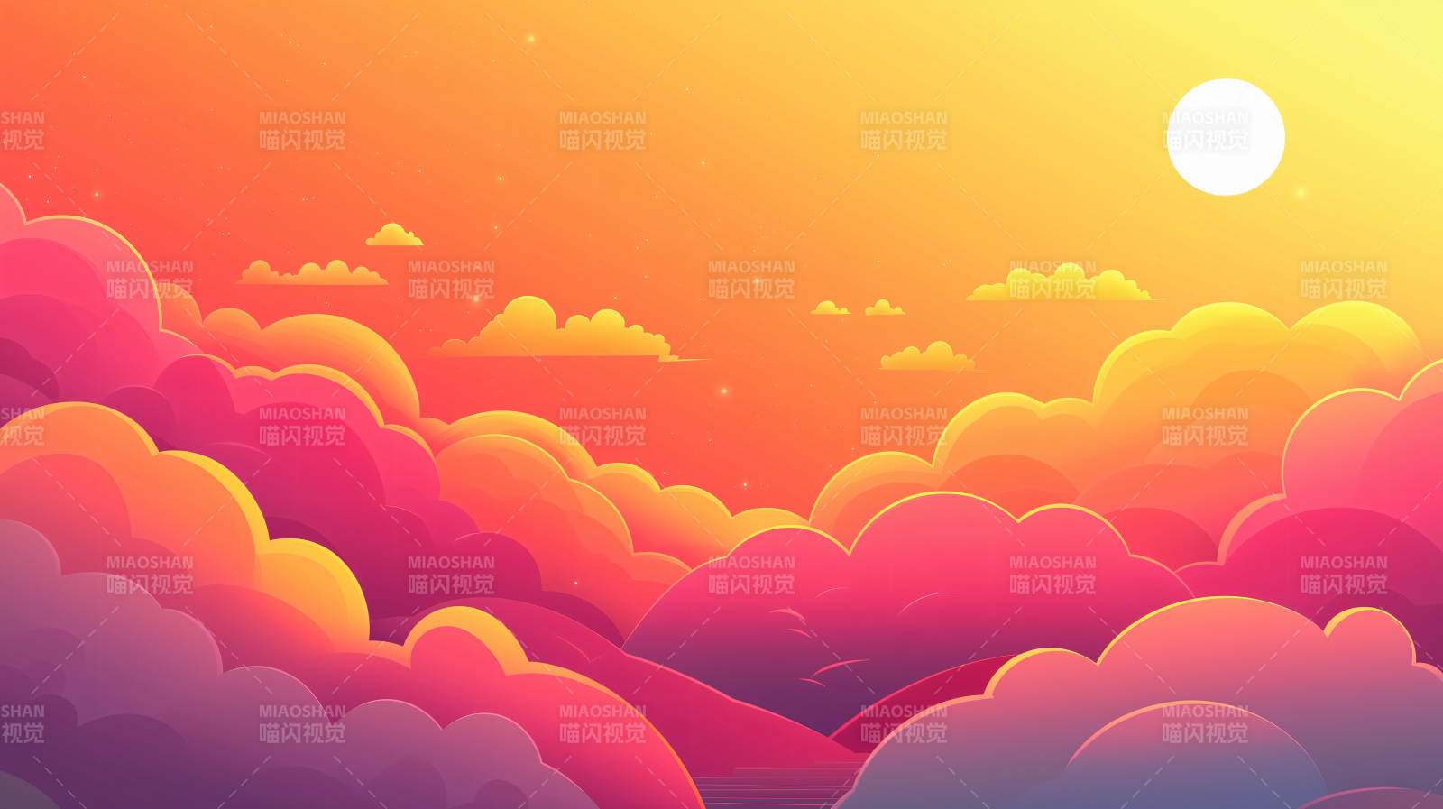 多彩云海日落图片