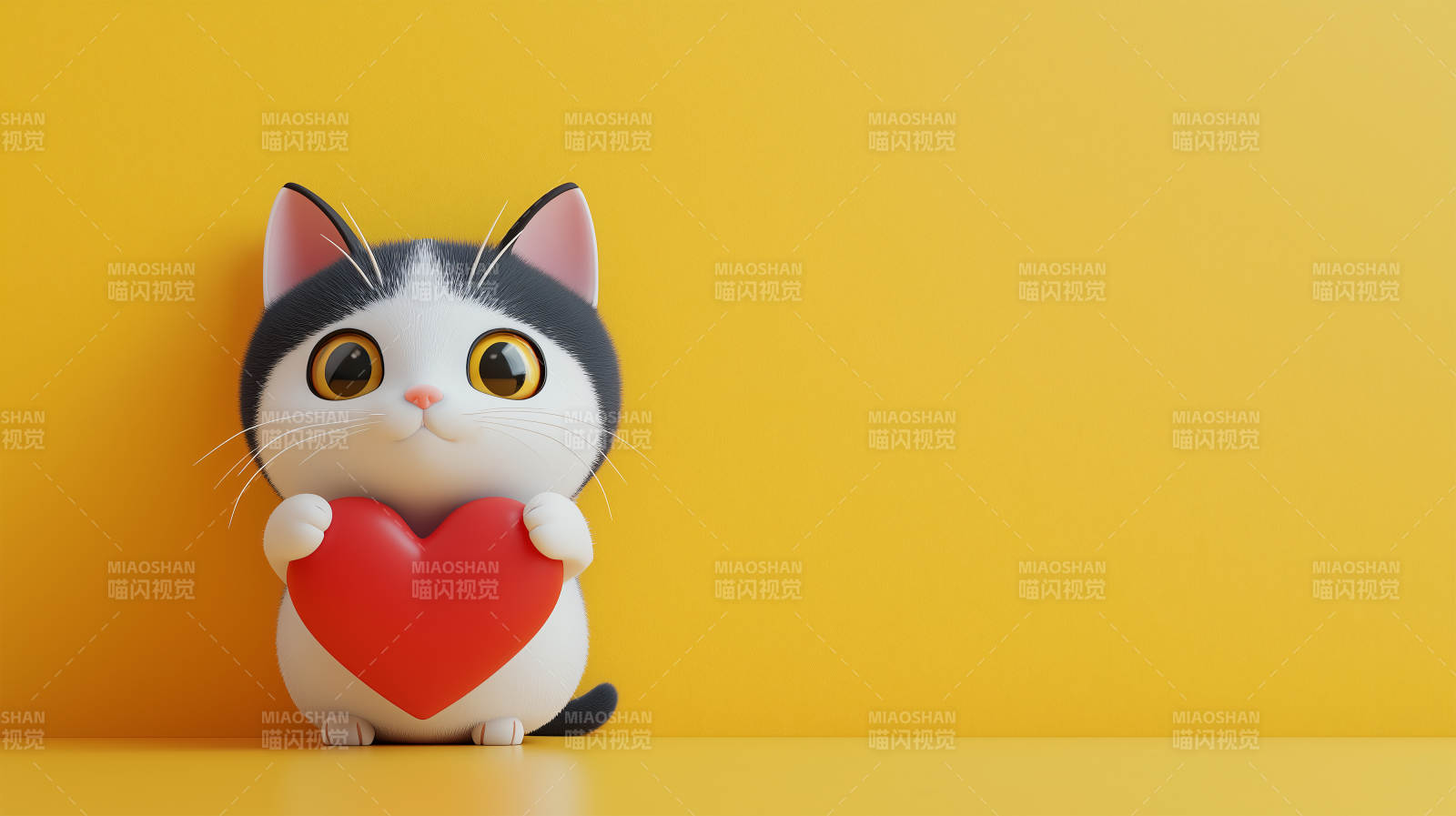 卡通猫咪与红心图片