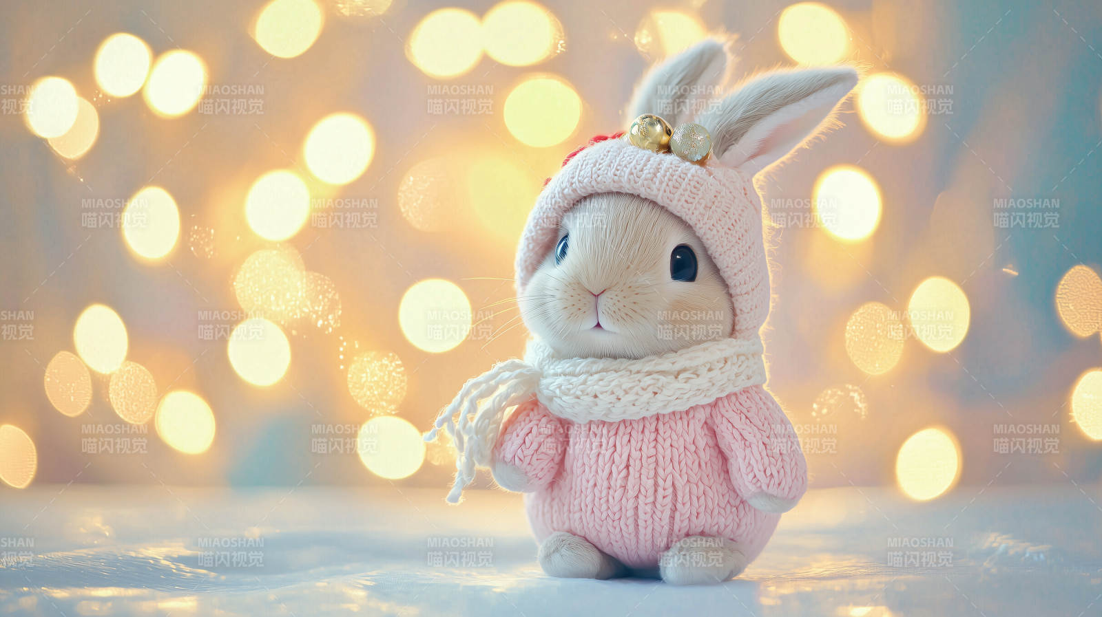 萌兔冬日暖阳图片