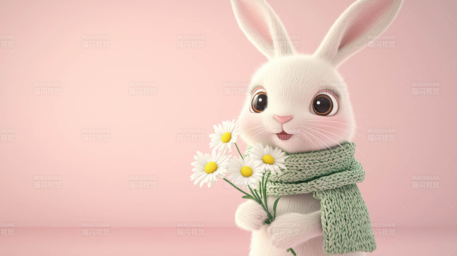 春日萌兔献花图片
