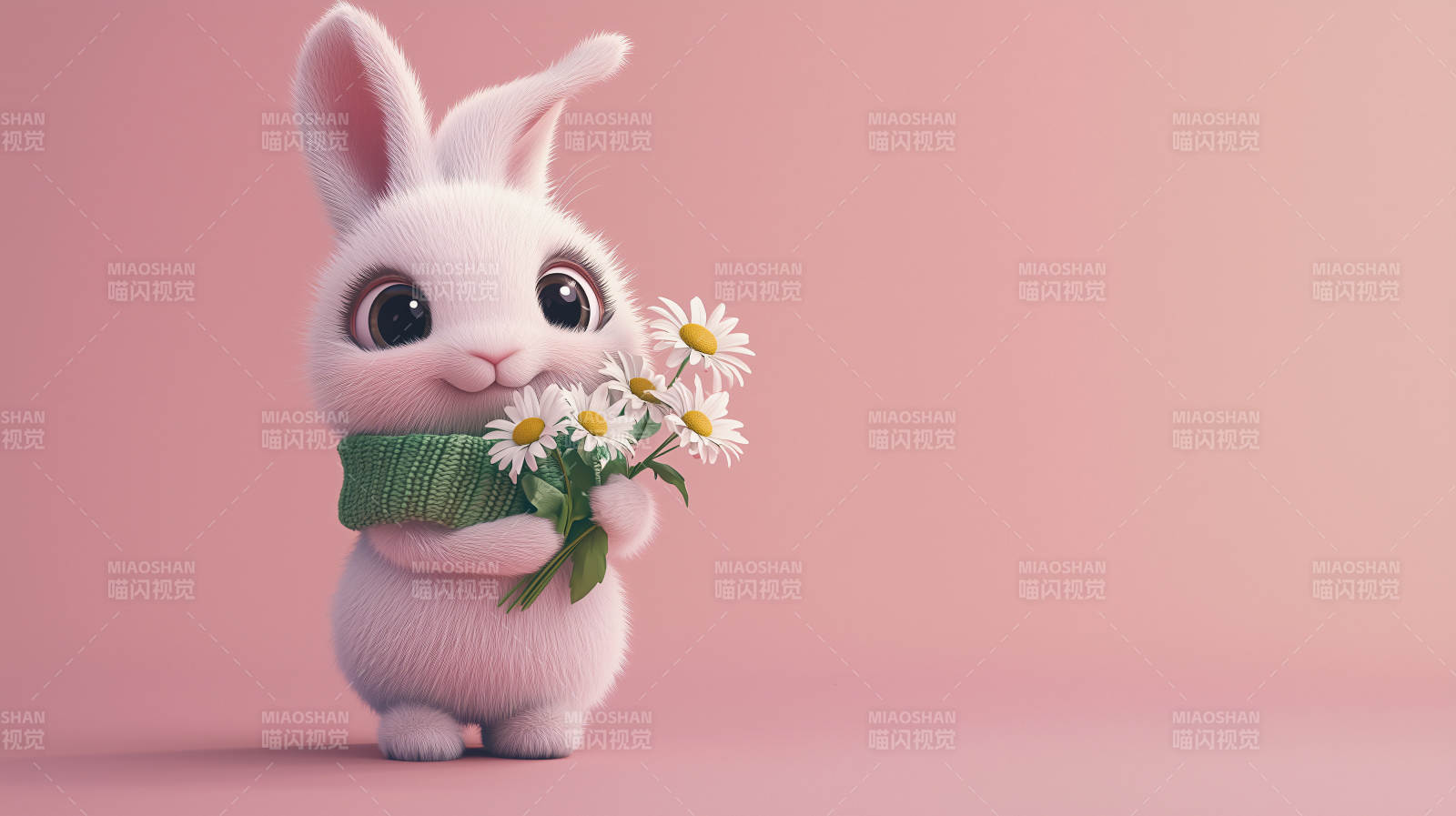 春日萌兔献花图片