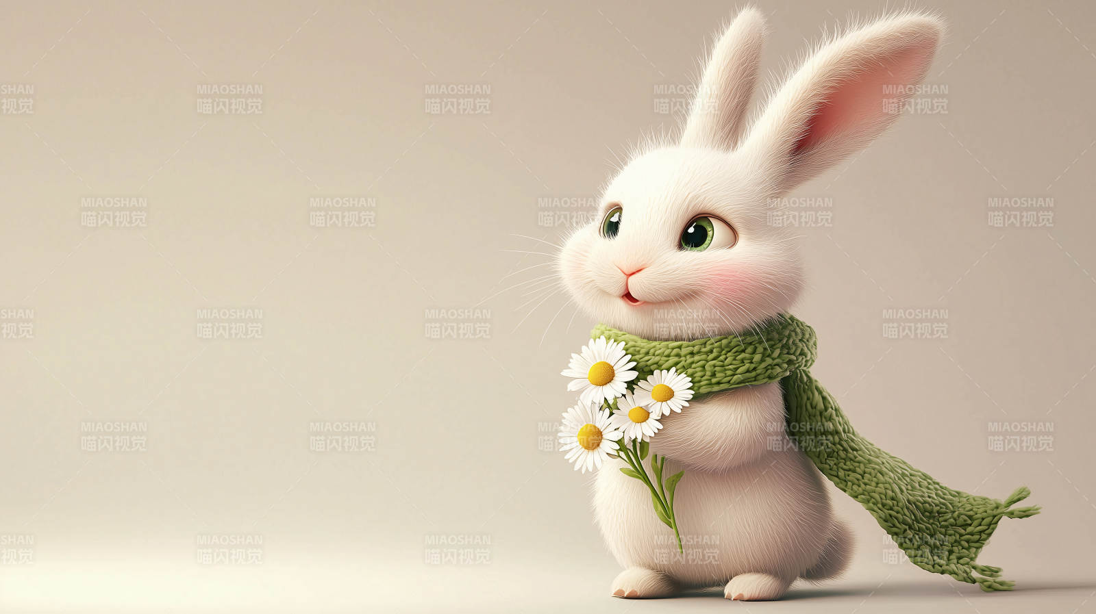 春日萌兔献花图片