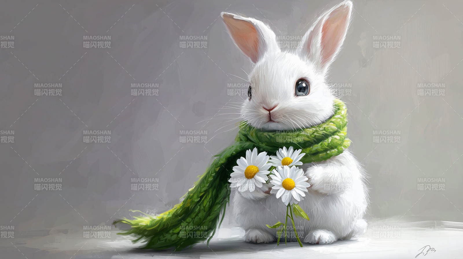 春日萌兔献花图片