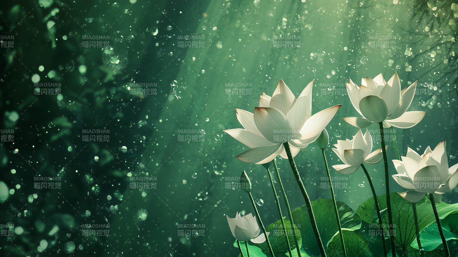 清雅白莲荷塘清韵图片