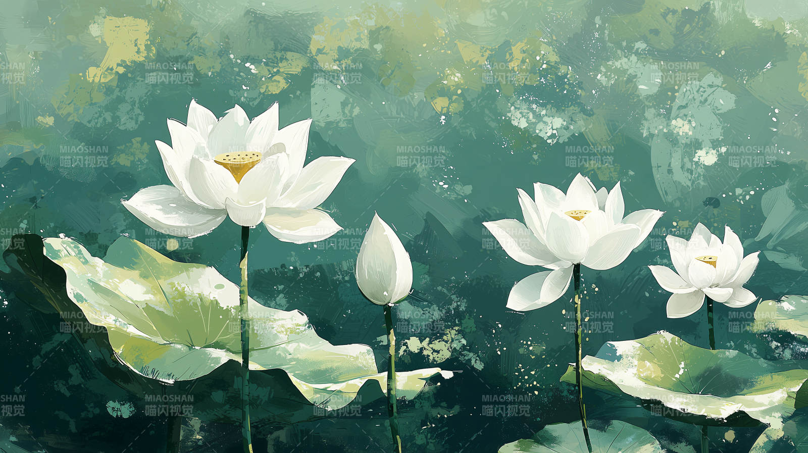 清雅白莲荷塘清韵图片