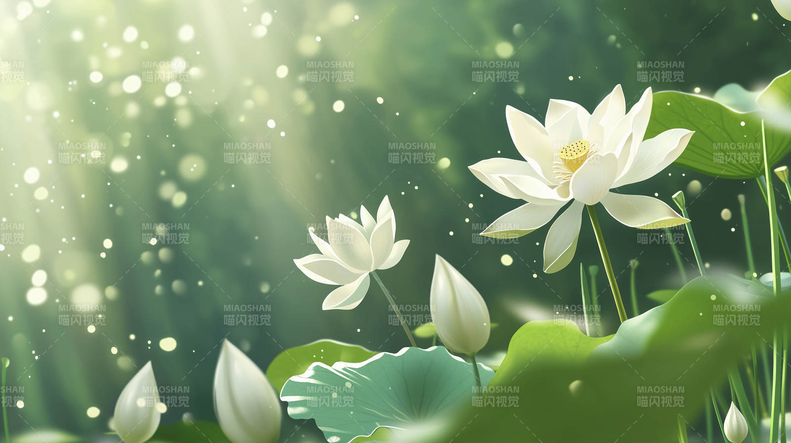 清雅白莲荷塘清韵图片