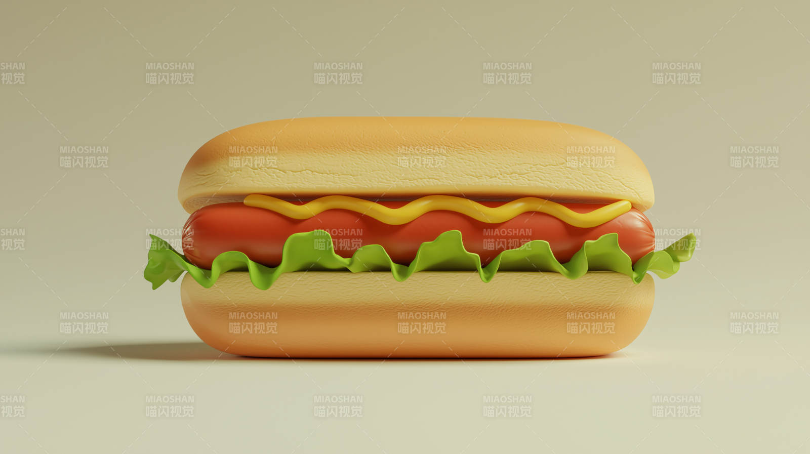 3D的卡通热狗图片