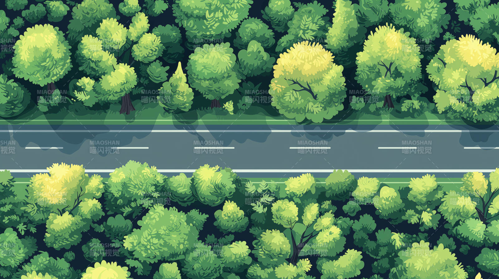 鸟瞰公路与树林图片