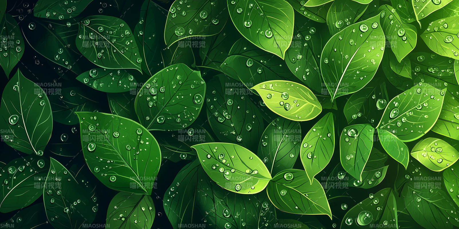 静谧蓝绿叶背景图图片