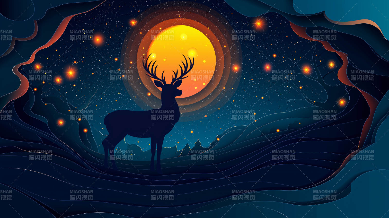 梦幻森林鹿图片