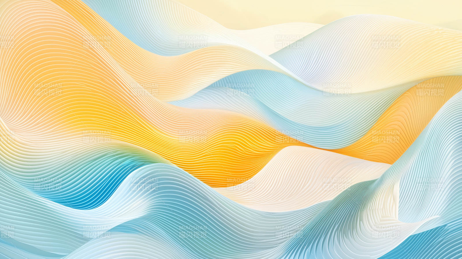 蓝色与橙色的梦幻曲线图片