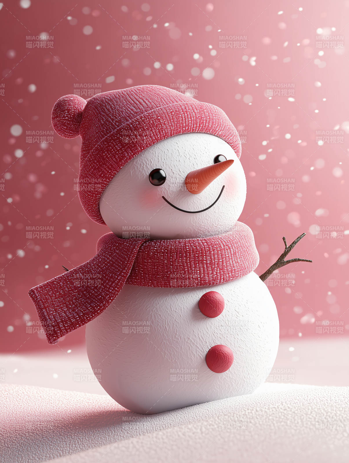 粉色系圣诞雪人图片