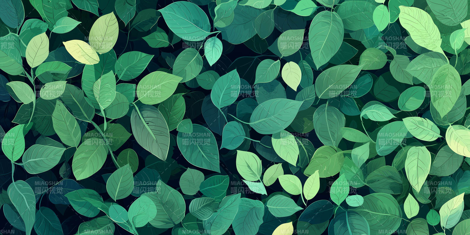 静谧蓝绿叶背景图图片