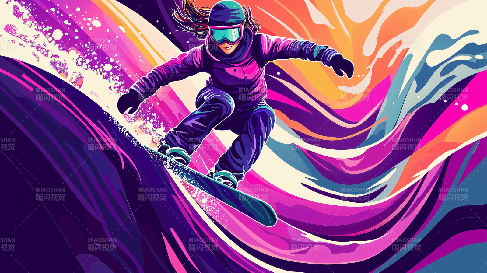 抽象飞跃雪山图片