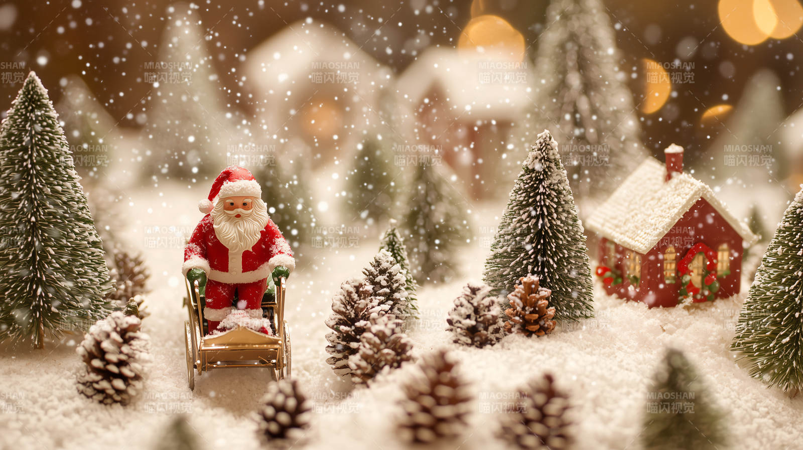 圣诞老人雪夜送礼图片