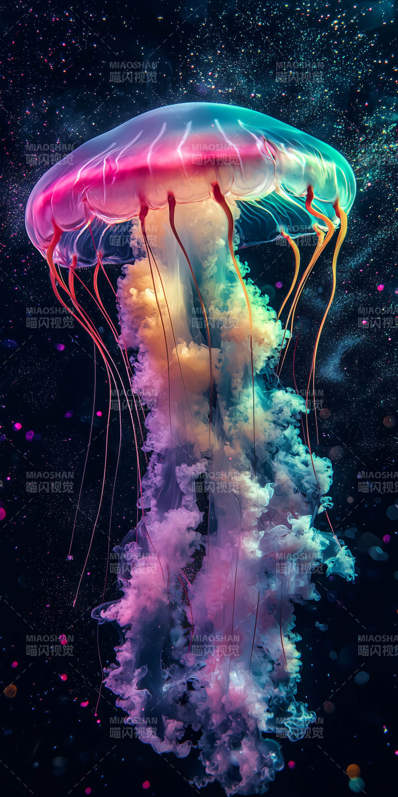 深海梦幻水母图片