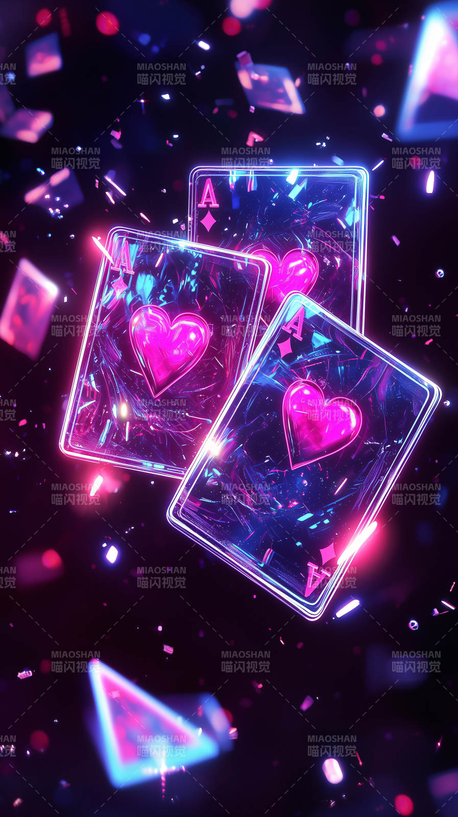 霓虹扑克牌图片