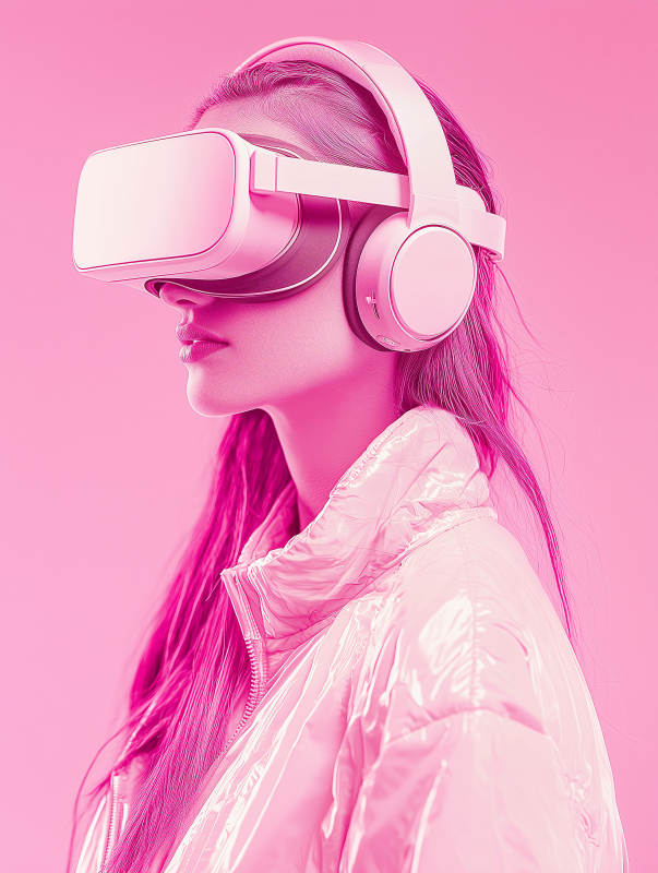 粉色元宇宙少女图片