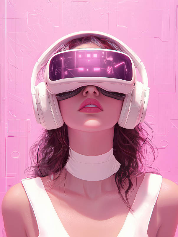 粉色元宇宙少女图片