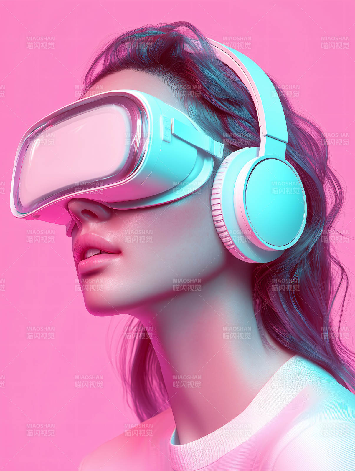 粉色元宇宙少女图片