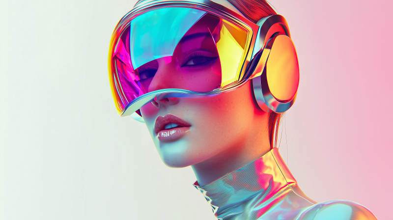 未来感霓虹女郎图片