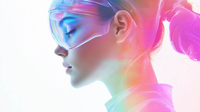 未来感霓虹女郎图片