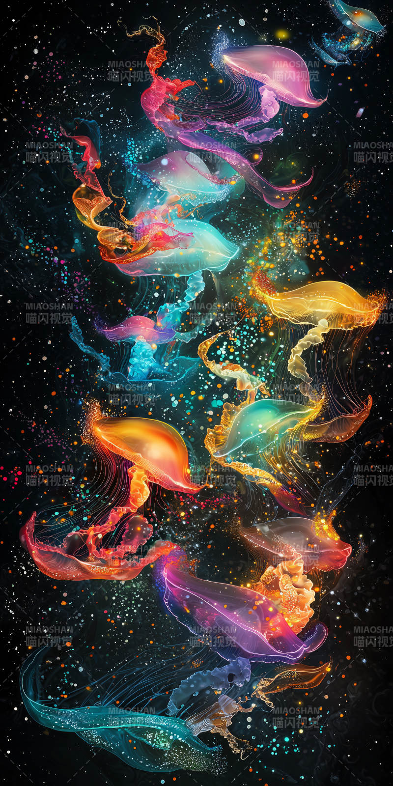 深海梦幻水母图片