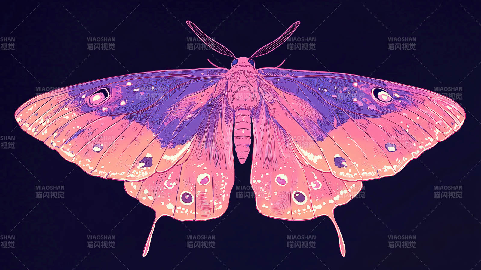 梦幻紫粉色飞蛾图片