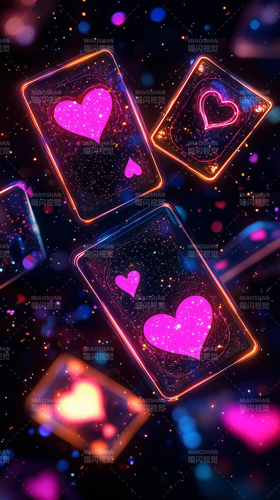 霓虹扑克牌图片