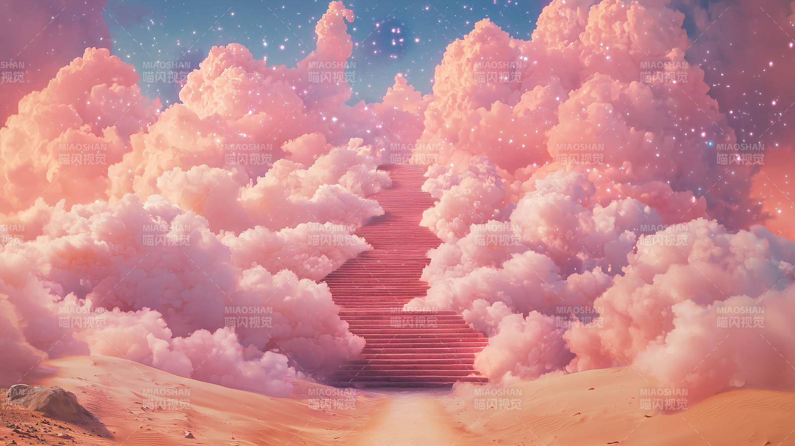 通往粉色云端的阶梯图片